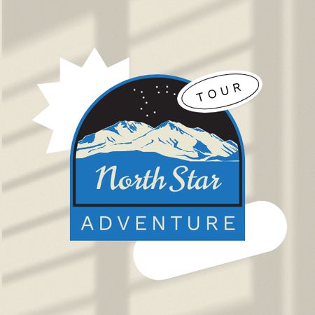 Travel Tour Offer with Night Snowy Mountains Animated Logo Design Template