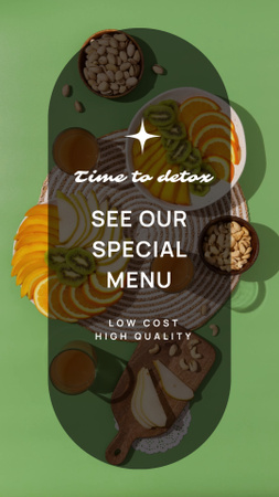 Template di design Annuncio del menu speciale con frutta e noci Instagram Video Story