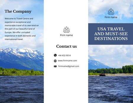 Travel Tour to USA with Mountain Lake Brochure 8.5x11in Design Template