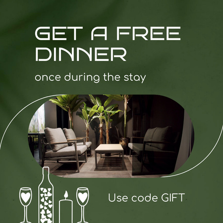 Plantilla de diseño de Cena gratis en el hotel como oferta actual para el cliente Animated Post 
