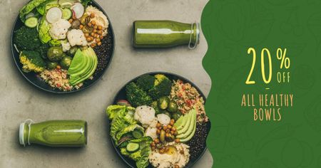 Template di design Healthy Food Offer with Vegetable Bowls Facebook AD