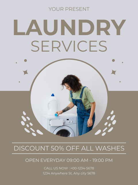 Designvorlage Offer Discounts on All Laundry für Poster US