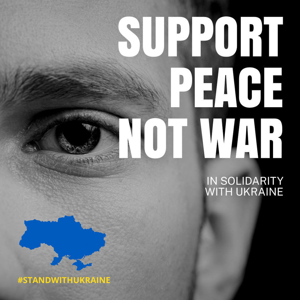 Ontwerpsjabloon van Instagram van Male Face to Support Peace
