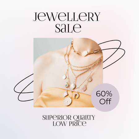 Jewelry Offer with Necklaces Instagram Design Template