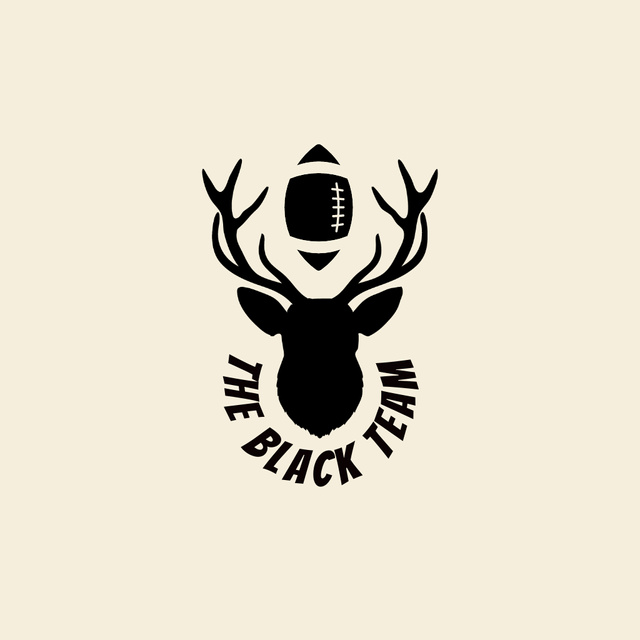 American Football Sport Club Emblem with Deer Logo Design Template