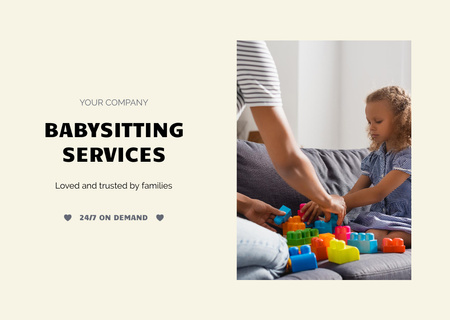 Babysitting Services Offer Flyer A6 Horizontal Design Template