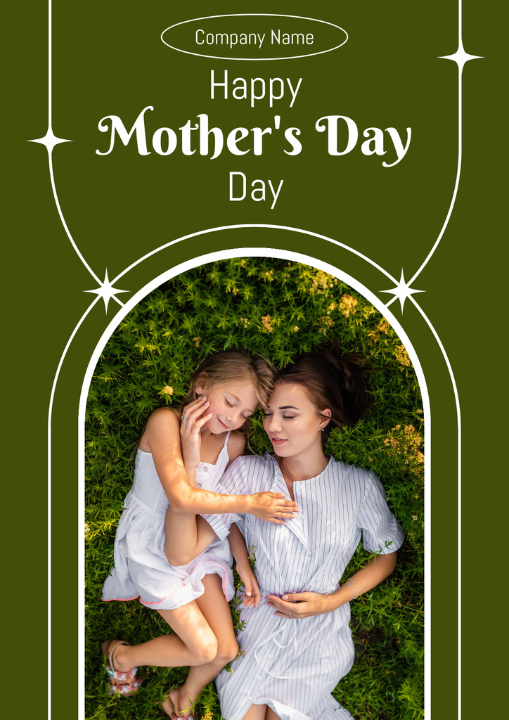 Cute Mom and Daughter laying in Grass on Mother's Day Poster Modelo de Design