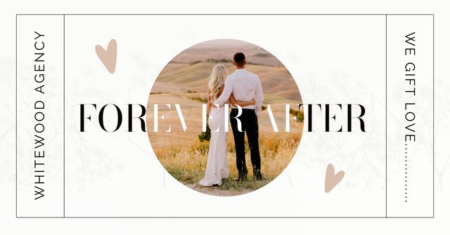 Wedding Agency Announcement with Happy Newlywed Facebook AD tervezősablon
