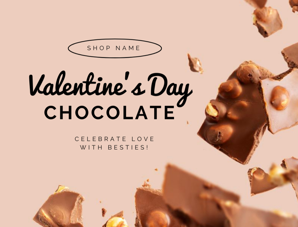 Valentine's Day Chocolates Postcard 4.2x5.5in – шаблон для дизайна