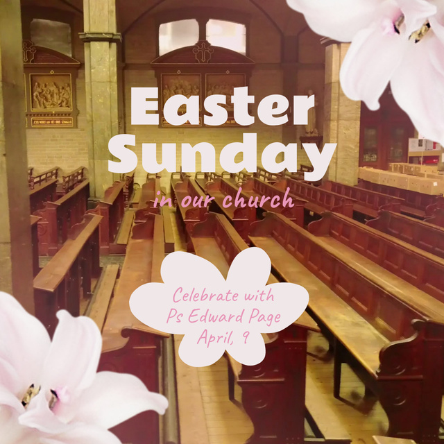 Celebration Of Easter Sunday In Church Announcement Animated Postデザインテンプレート