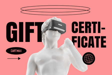 Ontwerpsjabloon van Gift Certificate van Antique Statue in Virtual Reality Glasses