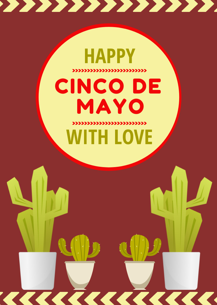 Designvorlage Cinco De Mayo Celebration With Cacti für Postcard A6 Vertical