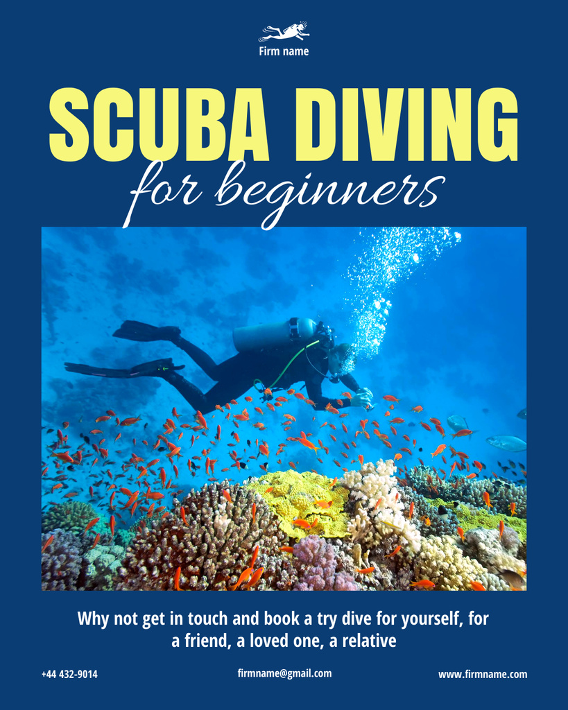 Ad of Scuba Diving for Beginners with Beautiful Reef Poster 16x20in Πρότυπο σχεδίασης