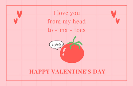 Pink Valentine's Day Card with Tomato Thank You Card 5.5x8.5in Design Template