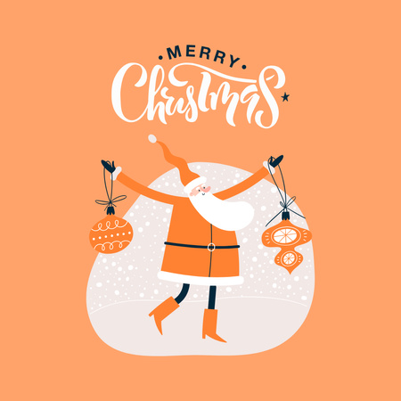 Cute Christmas Greeting with Santa Instagram Šablona návrhu