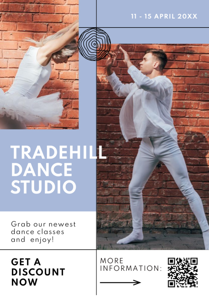Dance Studio Invitation Flyer A4 Modelo de Design