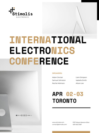 Electronics Conference Announcement Poster US Modelo de Design