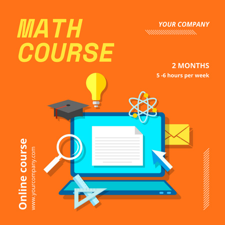 Practical Math Courses Promotion In Orange Instagram AD Design Template