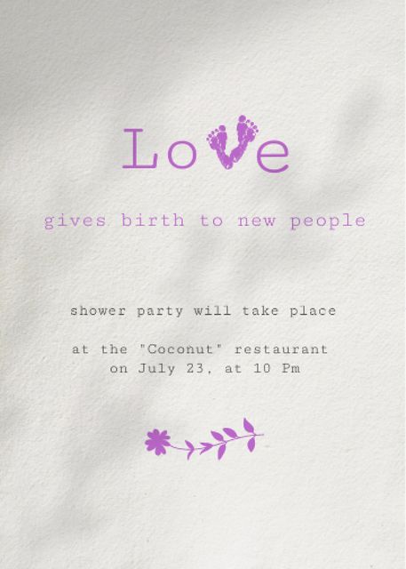 Pregnancy Party Announcement with Baby's Footprints Invitation Πρότυπο σχεδίασης