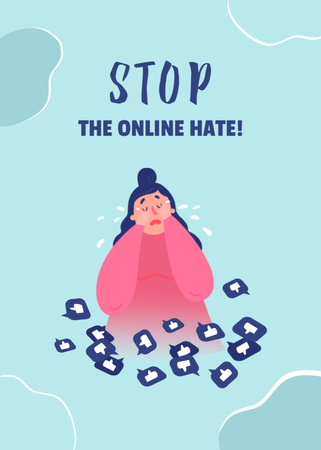 Ontwerpsjabloon van Postcard 5x7in Vertical van Aanmoediging om online pesten een halt toe te roepen