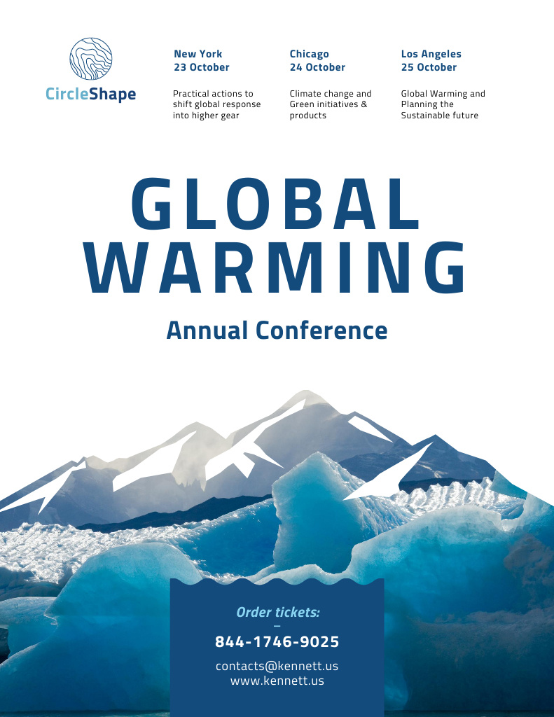 Plantilla de diseño de Global Warming Conference Offer with Melting Ice in Sea Poster 8.5x11in 