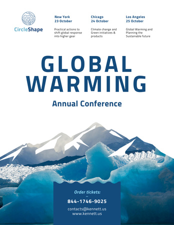 Ontwerpsjabloon van Poster 8.5x11in van Aanbieding Global Warming Conference met smeltend ijs in zee