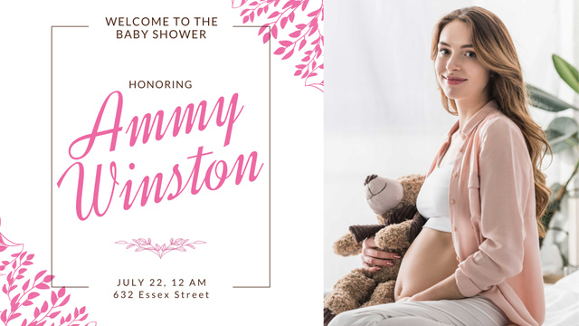 Plantilla de diseño de Baby Shower Invitation with Happy Woman with holding Toy Full HD video 