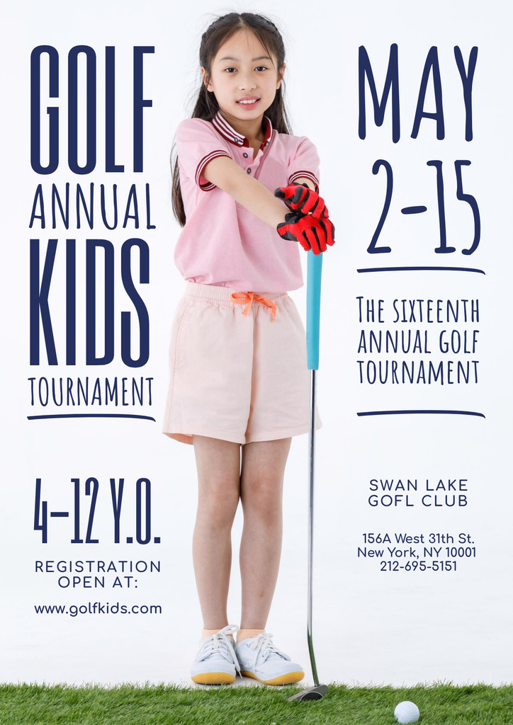 Kids Golf Tournament Announcement Poster – шаблон для дизайна