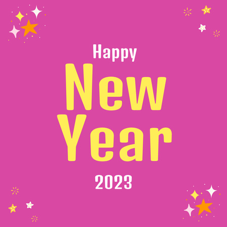 Cute New Year Greeting on Pink Instagram Design Template