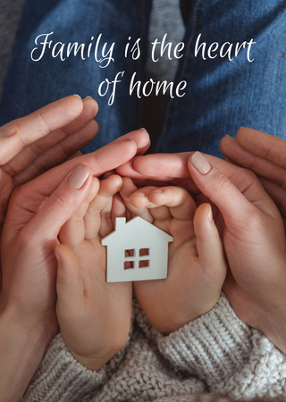 Designvorlage Zitat über familiäre Beziehung und Zuhause für Postcard A6 Vertical