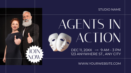 Acting Agency Services with Mature Actors FB event cover Design Template
