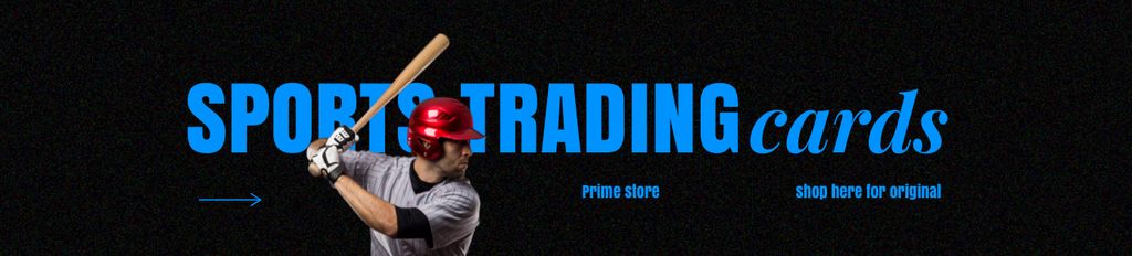 Sport Cards Offer with Baseball Player on Black Ebay Store Billboard Πρότυπο σχεδίασης