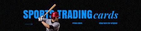 Sport Cards Offer with Baseball Player on Black Ebay Store Billboard Design Template