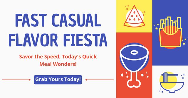 Fast Casual Restaurant Offer with Food Icons Facebook ADデザインテンプレート