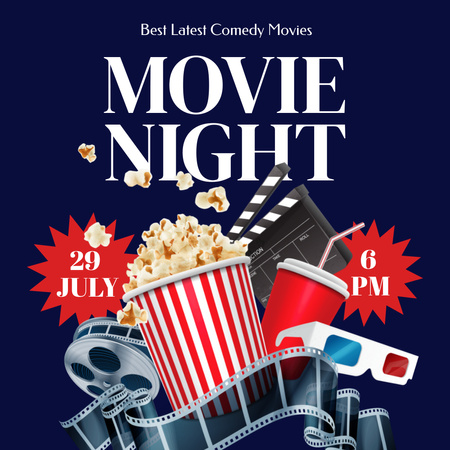 Movie Night with Comedy  Instagram Design Template