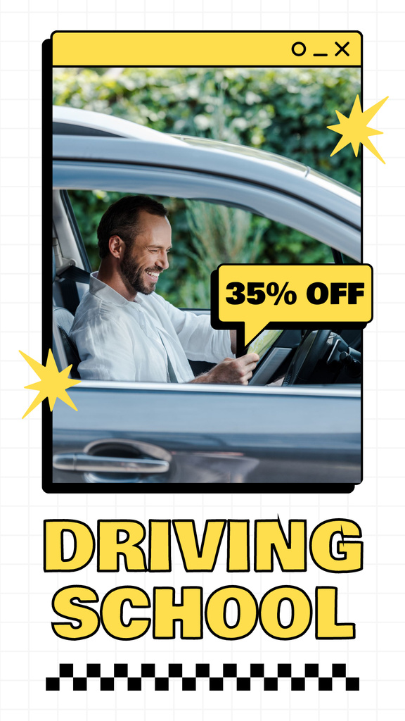 Offering Master Driving Skills At School With Discounts Instagram Story Design Template