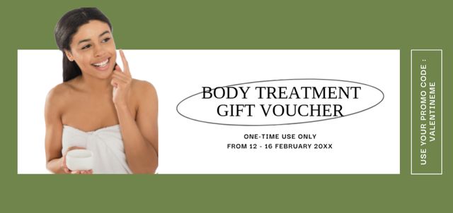 Template di design Body Treatment Services Ad on Green Coupon Din Large