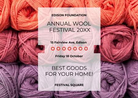 Knitting Festival Wool  With Colorful Yarn Postcard 5x7in Design Template