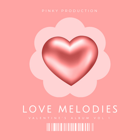 Heartfelt Melodies For Valentine's Day Celebration Album Cover Design Template