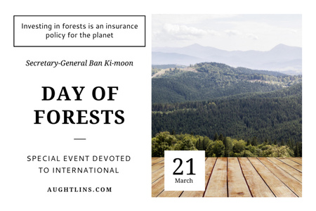 International Day of Forests Event Scenic Mountains Postcard 4x6in Design Template