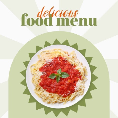 Delicious Spaghetti with Tomato Sauce Instagram Design Template