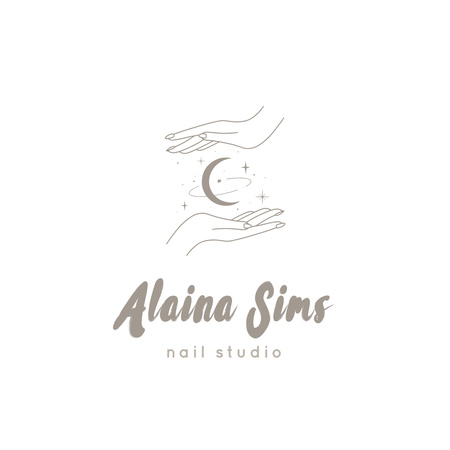 Manicure Offer with Moon in Female Hands Logo tervezősablon
