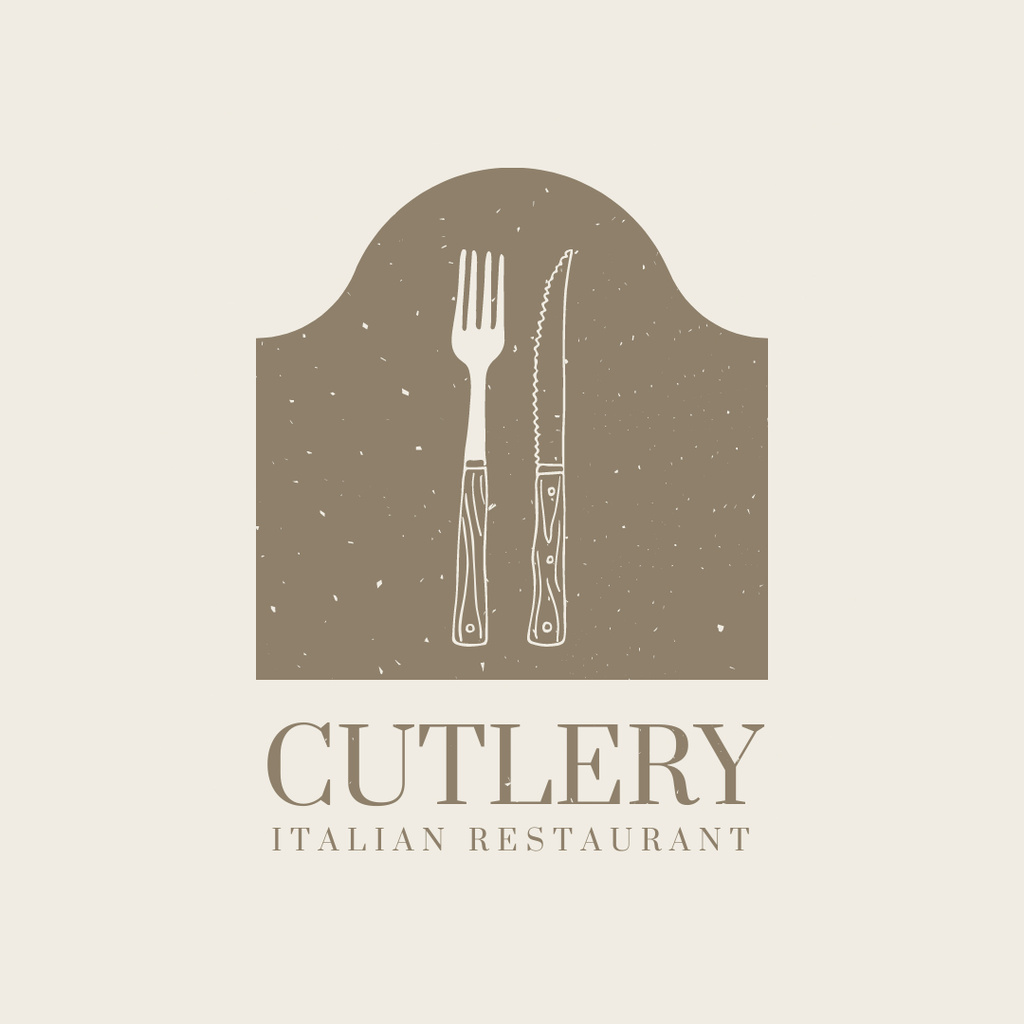 Platilla de diseño Italian Restaurant Ad with Cutlery Logo 1080x1080px