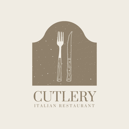 Plantilla de diseño de Italian Restaurant Ad with Cutlery Logo 1080x1080px 