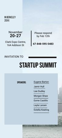 Startup Summit With City Buildings Invitation 9.5x21cm tervezősablon