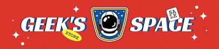 Comics Store Ad with Astronaut Illustration Ebay Store Billboard tervezősablon