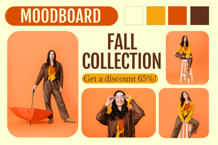 Oferta de liquidação de coleção de roupas coloridas de outono Mood Board Modelo de Design