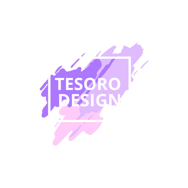 Design Studio Ad with Paint Smudges in Purple Logo 1080x1080pxデザインテンプレート