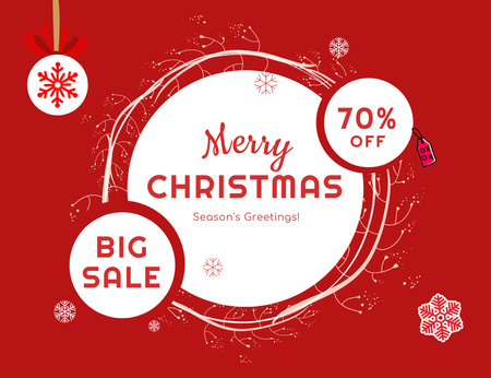 Big Christmas Sale Announcement Thank You Card 5.5x4in Horizontal Design Template