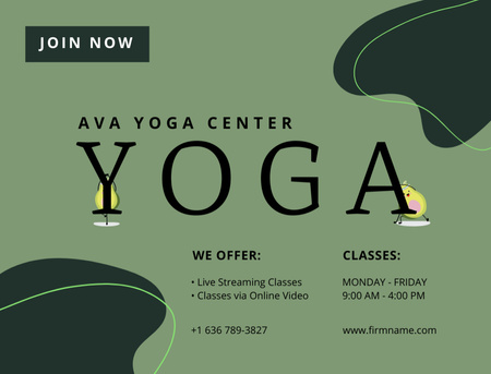 Yoga Center Advertisement with Cute Avocado Postcard 4.2x5.5in Design Template